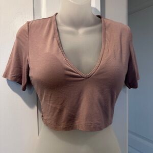Klassy Network Dusty Rose V-Neck Crop Top